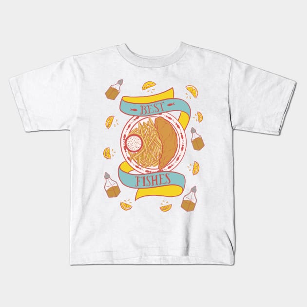 Best Fishes Fish and Chips Kids T-Shirt by Carabara Designs